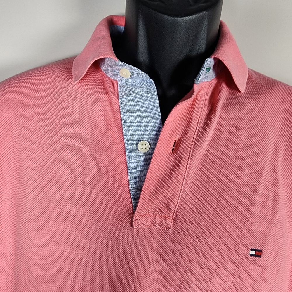Tommy Hilfiger Polo Shirt Mens Small Pink Short Sleeve Pique Preppy Classic Work - Picture 3 of 10